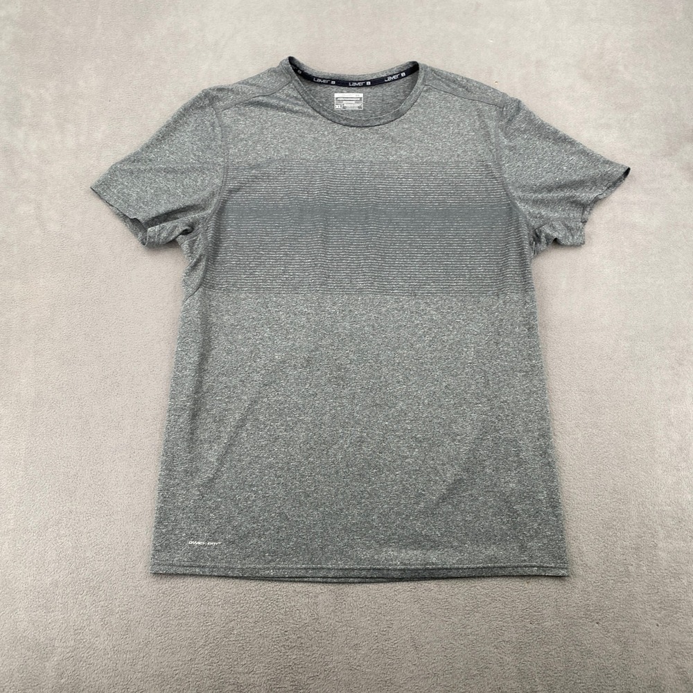 Layer 8 Performance Mens XL Gray Qwick-Dry Short Sleeve Workout Shirt Heathered
